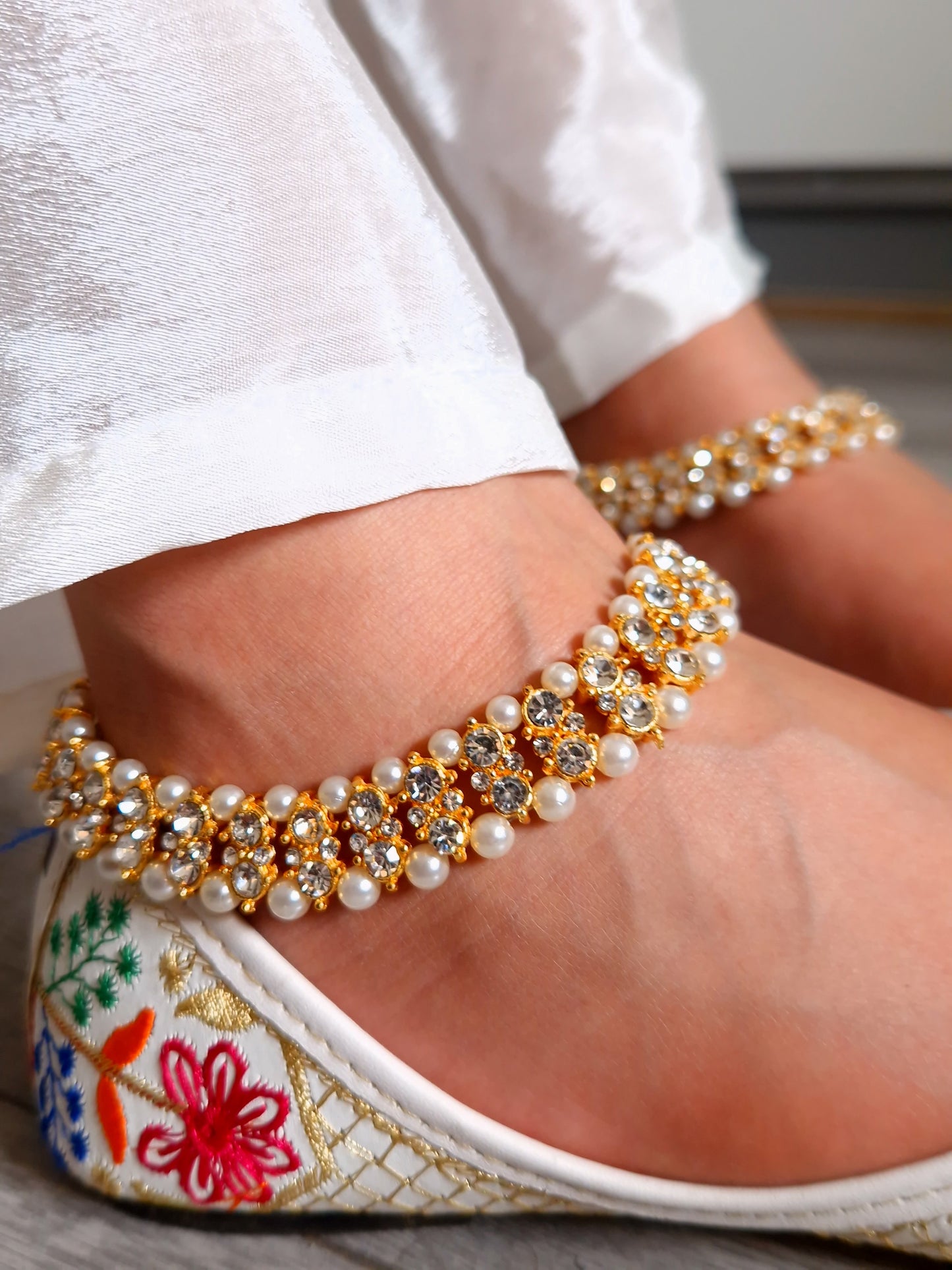 Golden Pearl Anklets