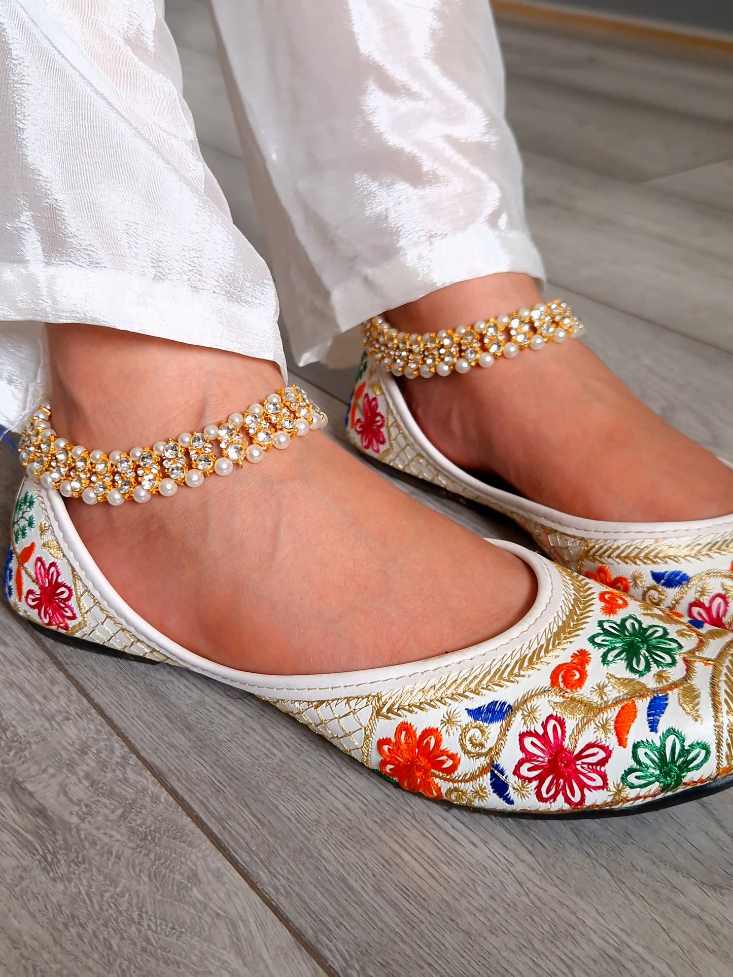 Golden Pearl Anklets