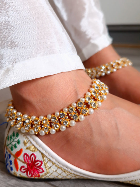 Golden Pearl Anklets